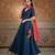 Blue vichitra silk anarkali pink dupatta