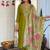 green viscose embroidered straight kurta with pant and dupatta set