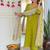 green viscose embroidered straight kurta with pant and dupatta set