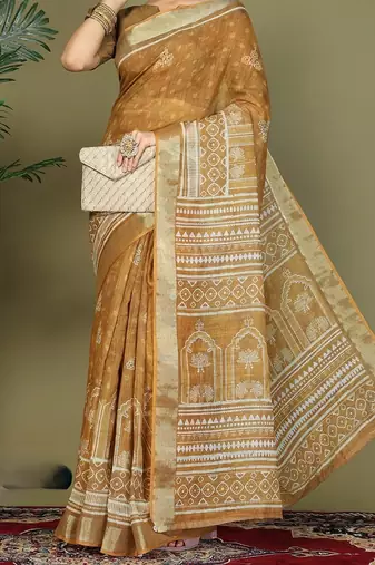 Yellow astita tayari cotton saree with inner & pocket
