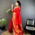 red banarasi lichi silk blend red     meenakari weaving saree with unstitched blouse
