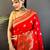red banarasi lichi silk blend red     meenakari weaving saree with unstitched blouse
