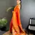 orange banarasi lichi silk blend orange   meenakari weaving saree with unstitched blouse