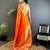 orange banarasi lichi silk blend orange   meenakari weaving saree with unstitched blouse