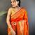orange banarasi lichi silk blend orange   meenakari weaving saree with unstitched blouse