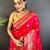banarasi lichi silk coral pink   meenakari weaving saree with unstitched blouse