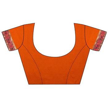 banarasi lichi silk blend coral pink  meenakari weaving saree with unstitched blouse 4