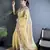 yellow   organza silk blend bright yellow dubble sequence saree with unstitched blouse
