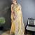 yellow   organza silk blend bright yellow dubble sequence saree with unstitched blouse