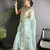 sky_blue   organza silk blend sky blue dubble sequence saree with unstitched blouse