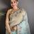 sky_blue   organza silk blend sky blue dubble sequence saree with unstitched blouse