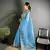 turquoise   organza silk blend light turquoise dubble sequence saree with unstitched blouse