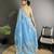 turquoise   organza silk blend light turquoise dubble sequence saree with unstitched blouse