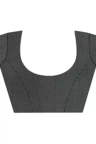 black georgette saree   black polka dot pattern saree with unstitched blouse