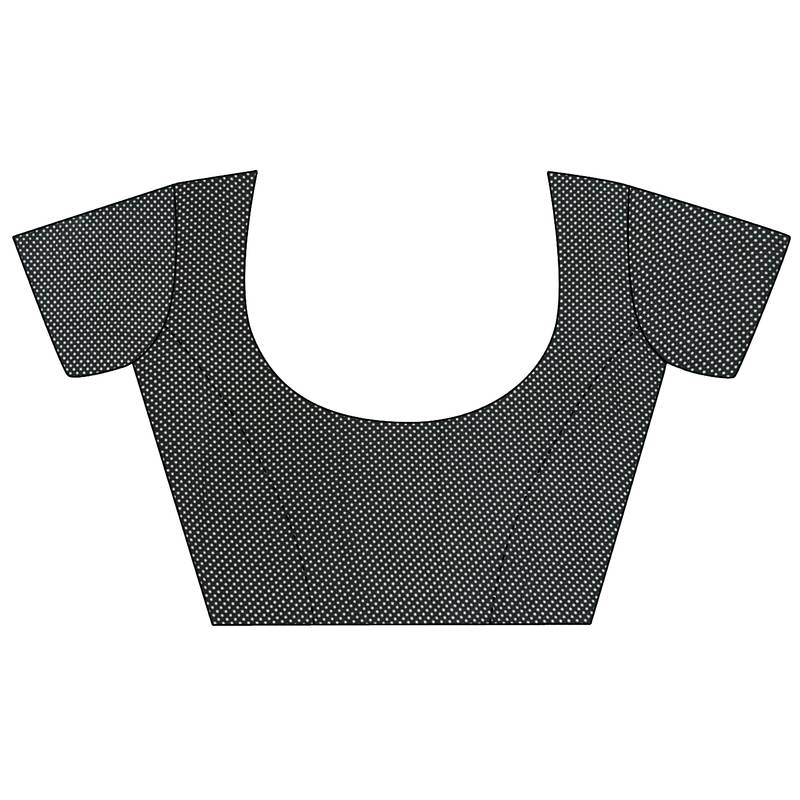 blue georgette saree   deep blue polka dot pattern saree with unstitched blouse