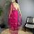 light_pink georgette saree fuchsia floral embroidered saree with unstitched blouse