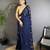 navy_blue georgette saree   navy blue polka dot pattern saree with unstitched blouse