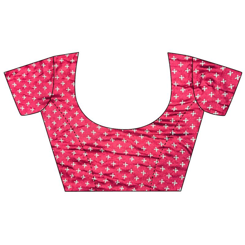 red georgette   red attractive foil print saree with unstitched blouse