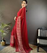 red georgette royal red attractive foil print saree with unstitched blouse