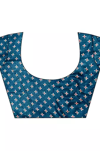 blue georgette blue attractive foil print saree with unstitched blouse