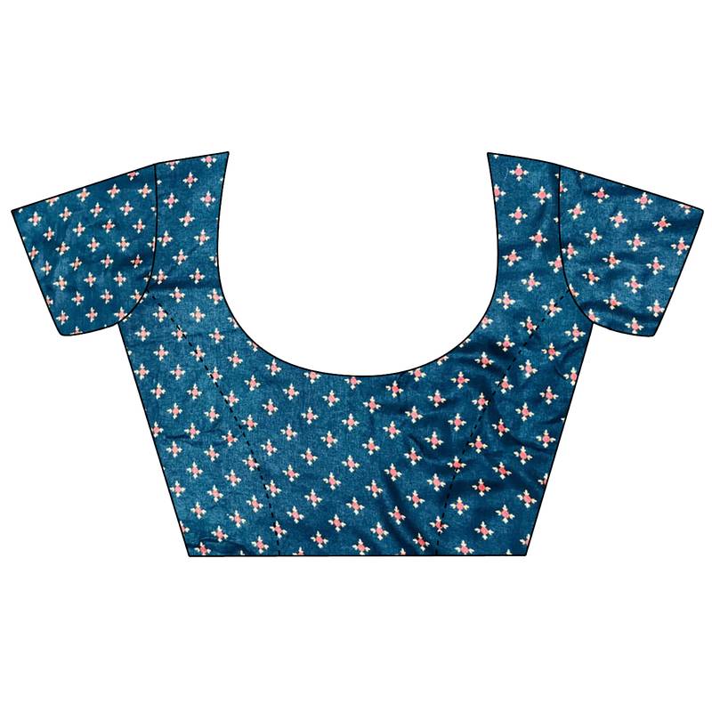 blue georgette blue attractive foil print saree with unstitched blouse