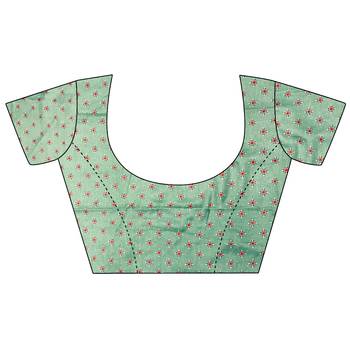 mehendi georgette mehendi green attractive foil print saree with unstitched blouse 4