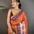 orange banarasi silk blend orange motifs inspired by nature saree with unstitched blouse