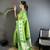 green banarasi silk blend pear green motifs inspired by nature saree with unstitched blouse