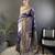 blue banarasi soft lichi silk blend royal blue floral and zari pattern saree with unstitched blouse