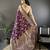 purple banarasi soft lichi silk blend dark purple floral and zari pattern saree with unstitched blouse