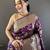 purple banarasi soft lichi silk blend dark purple floral and zari pattern saree with unstitched blouse