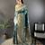blue banarasi soft lichi silk blend teal blue floral and zari pattern saree with unstitched blouse