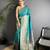 green soft lichi silk blend teal green multicolour minakari weaving saree with unstitched blouse