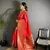 red soft lichi silk blend coral red multicolour minakari weaving saree with unstitched blouse