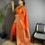 orange soft lichi silk blend orange multicolour minakari weaving saree with unstitched blouse