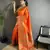 orange soft lichi silk blend orange multicolour minakari weaving saree with unstitched blouse
