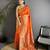 orange soft lichi silk blend orange multicolour minakari weaving saree with unstitched blouse