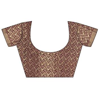 brown soft banarasi silk blend   chestnut brown jacquard weaving saree with unstitched blouse 4