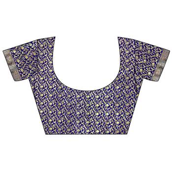 purple soft banarasi silk blend purple jacquard weaving saree with unstitched blouse 4
