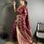 maroon soft banarasi silk blend maroon jacquard weaving saree with unstitched blouse