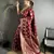 maroon soft banarasi silk blend maroon jacquard weaving saree with unstitched blouse