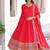 Red zari & sequins embroidered vichitra silk kurta , bottom & dupatta