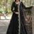 Black zari & sequins embroidered work georgette stitched kurta gown & dupatta
