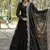 Black zari & sequins embroidered work georgette stitched kurta gown & dupatta