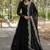Black zari & sequins embroidered work georgette stitched kurta gown & dupatta
