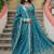 Teal zari & sequins embroidered chinon Gown