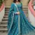 Teal zari & sequins embroidered chinon Gown