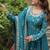 Teal zari & sequins embroidered chinon Gown