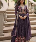 Onion zari & sequins embroidered georgette kurta bottom & dupatta