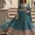 Teal zari & sequins embroidered georgette kurta bottom & dupatta
